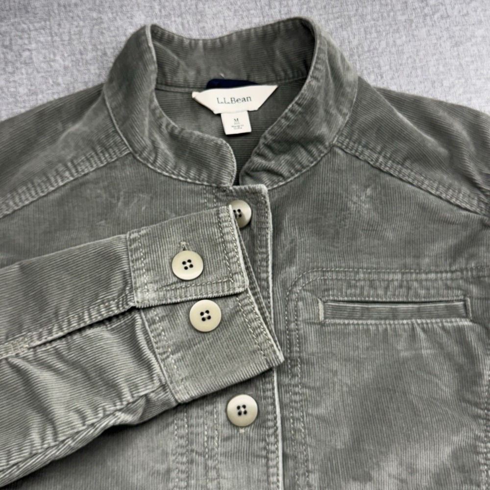 L.L. Bean Corduroy Jacket Button Up Olive Green Women's Medium‎
